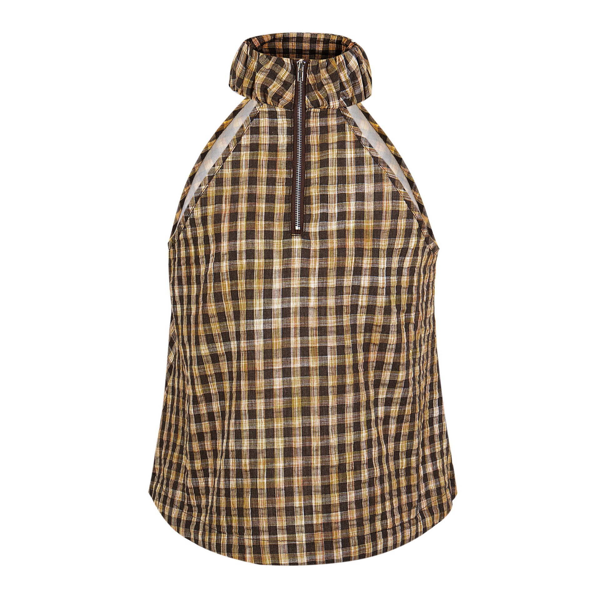 Zwoyren Retro Loose Plaid Sleeveless T-shirt