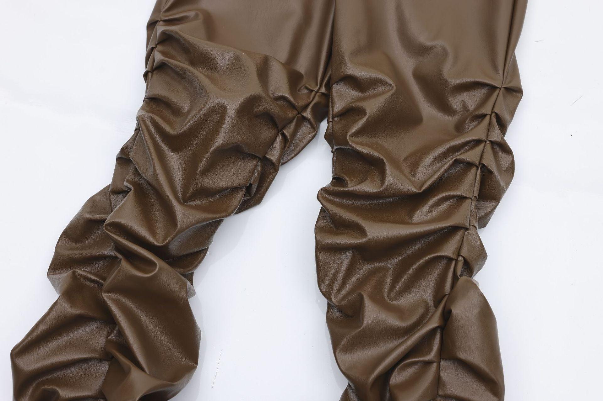 Brown Shiny PU Leather Pant