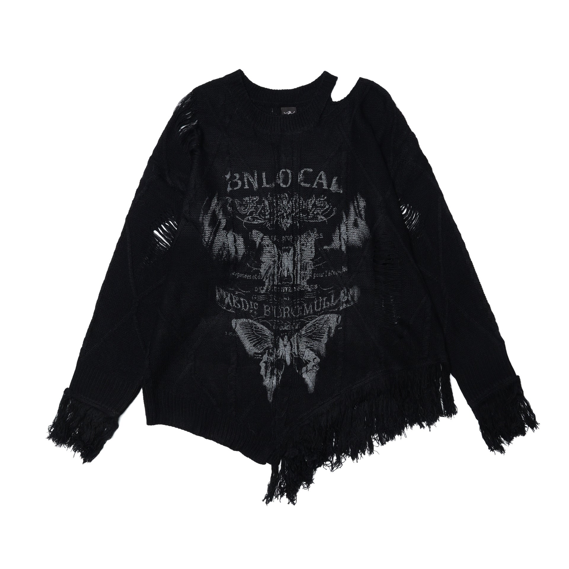 Zwoyren Butterfly Distressed Knit Sweater