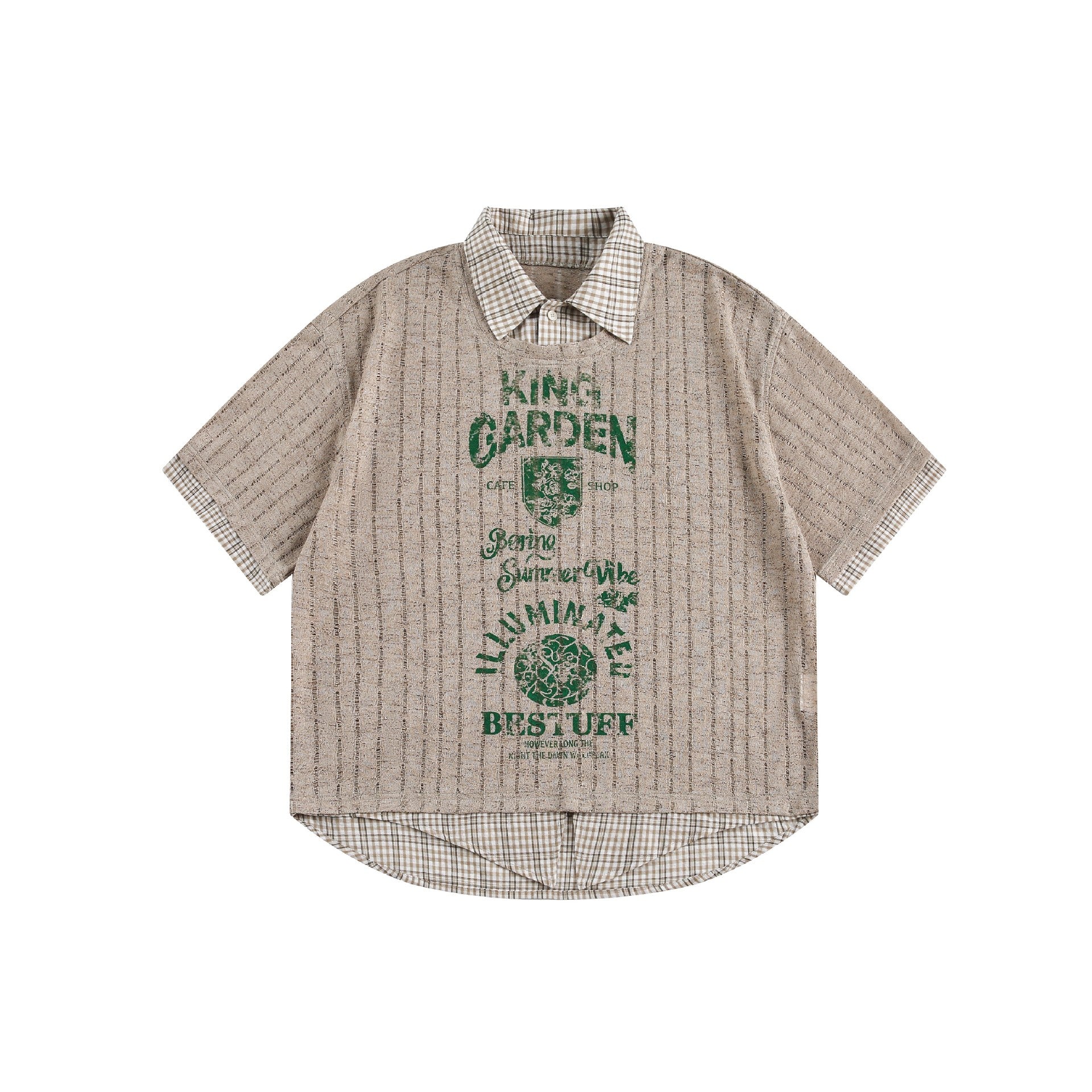 Zwoyren Vintage Faux-Layered Plaid Tee