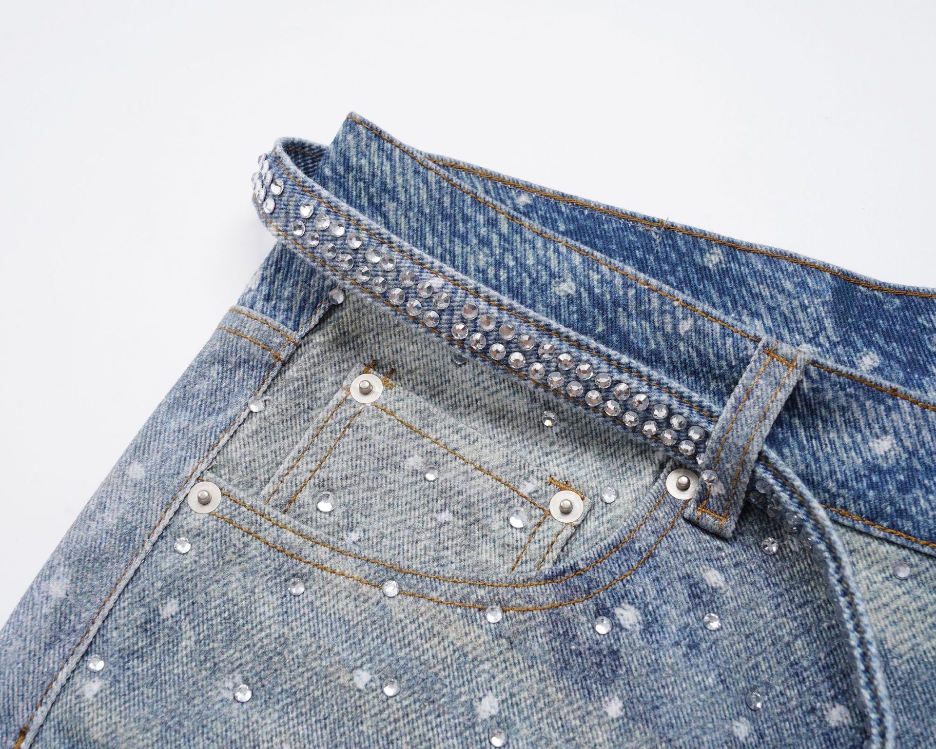 Zwoyren Rhinestone Baggy Jean