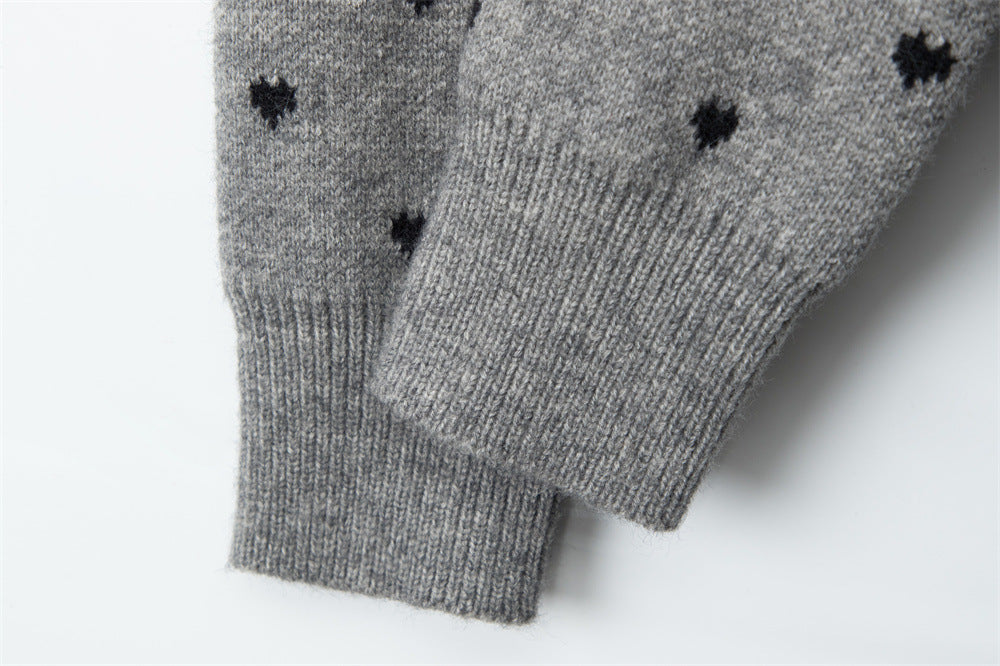 Zwoyren Heart Polka Dot Ribbon Cardigan