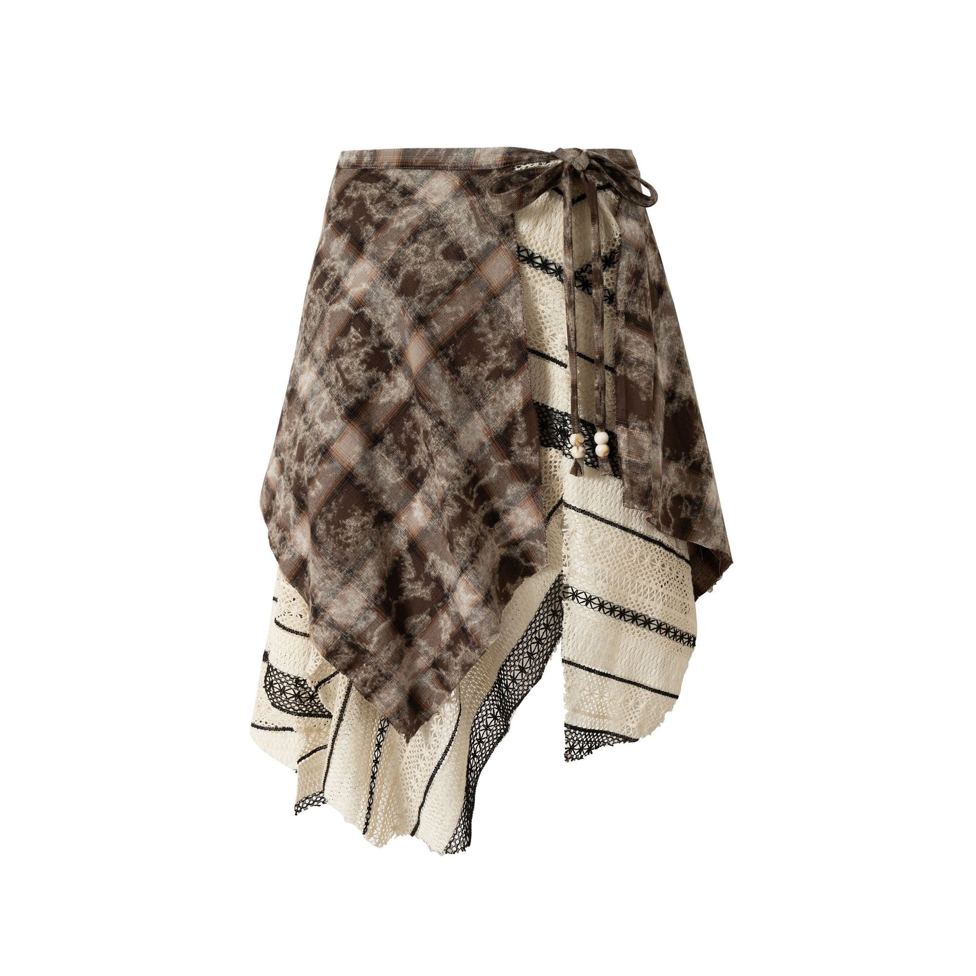 Zwoyren Boho Plaid Wrap Skirt