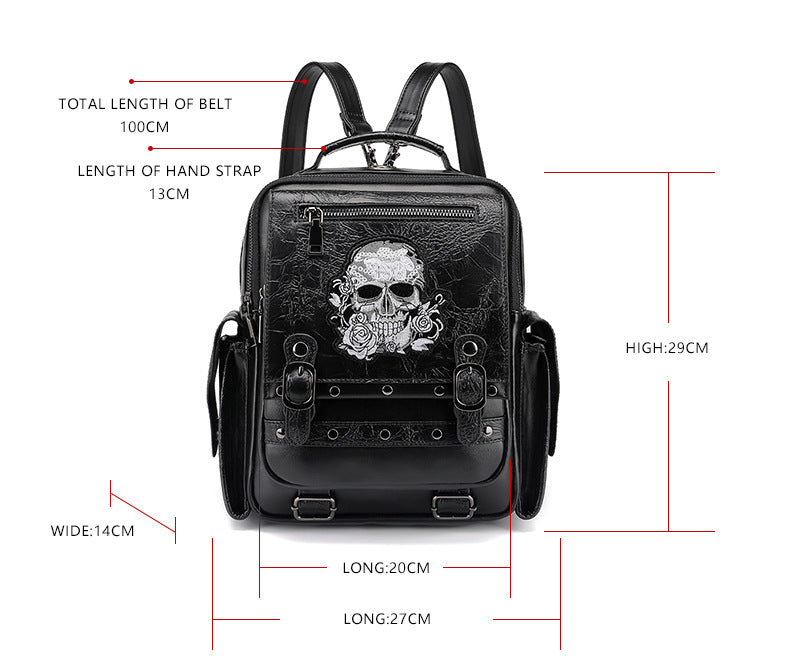 Skull Embroidery Backpack