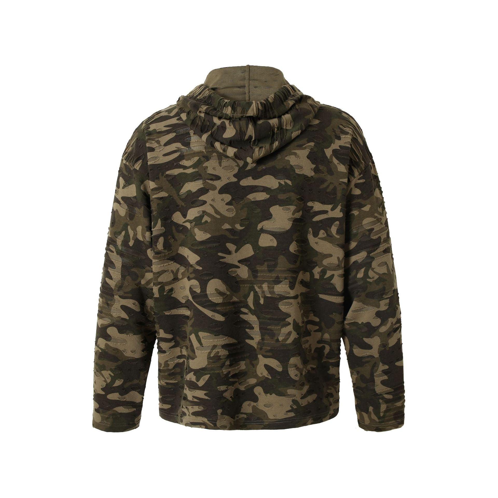 Zwoyren Distressed Camouflage Hoodie