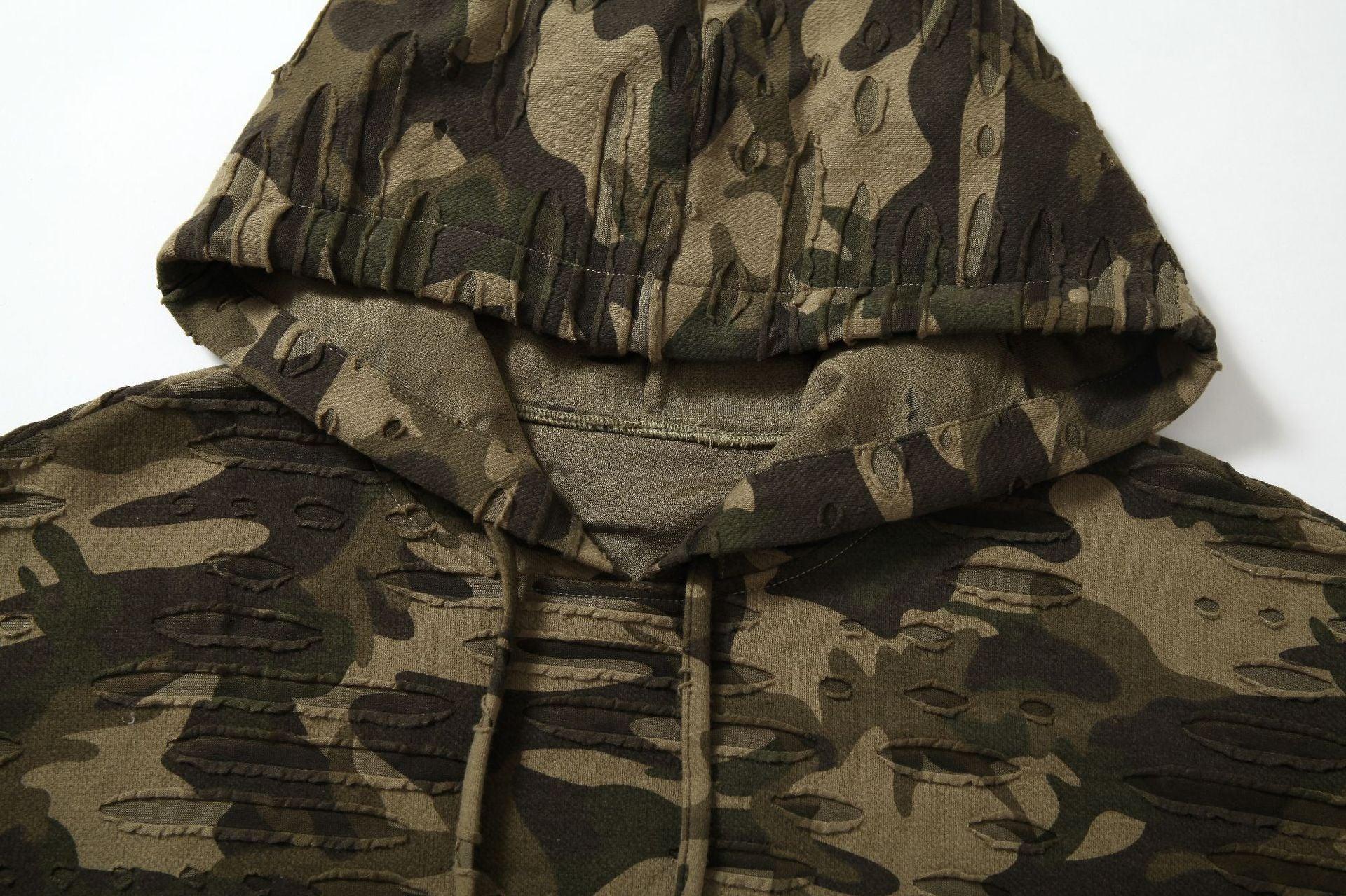 Zwoyren Distressed Camouflage Hoodie