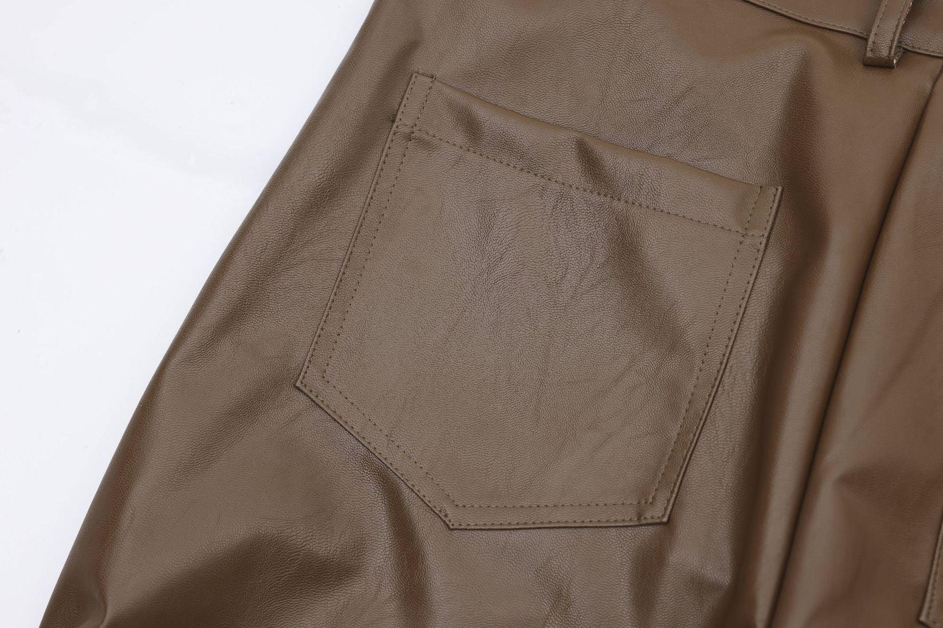 Brown Shiny PU Leather Pant