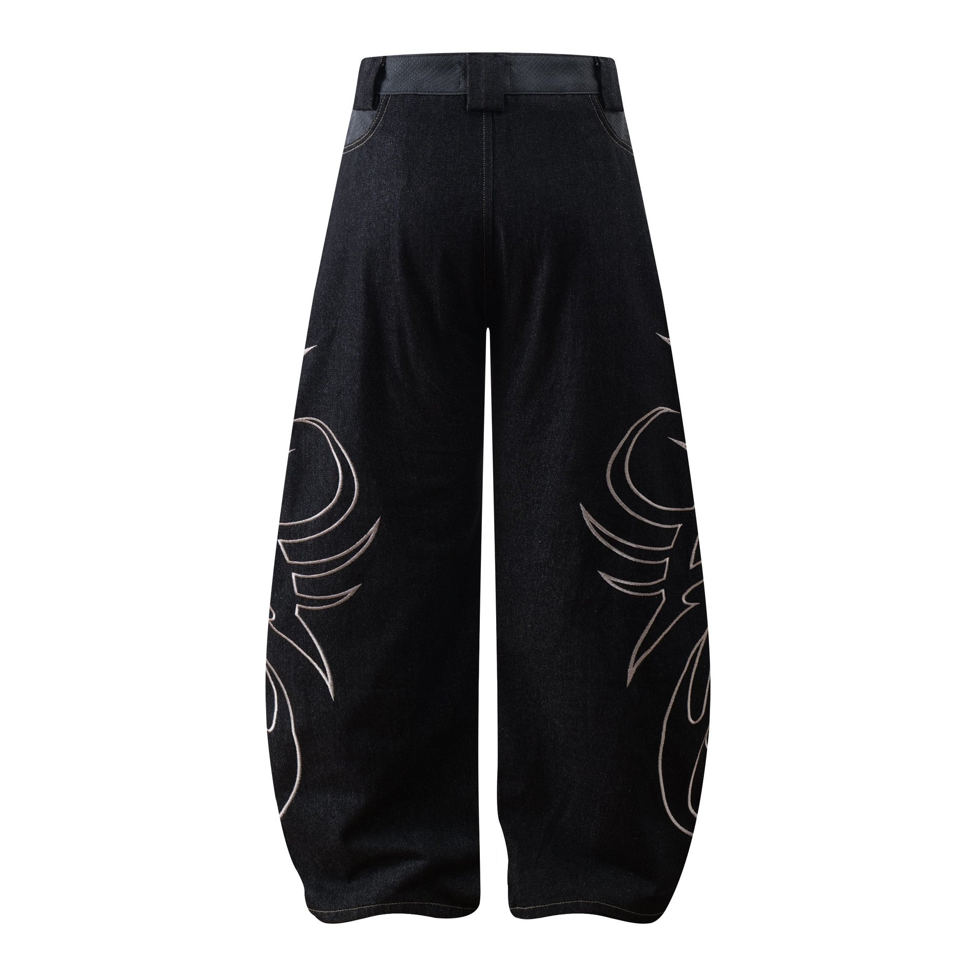 Zwoyren Embroidery Baggy Barrel Jeans
