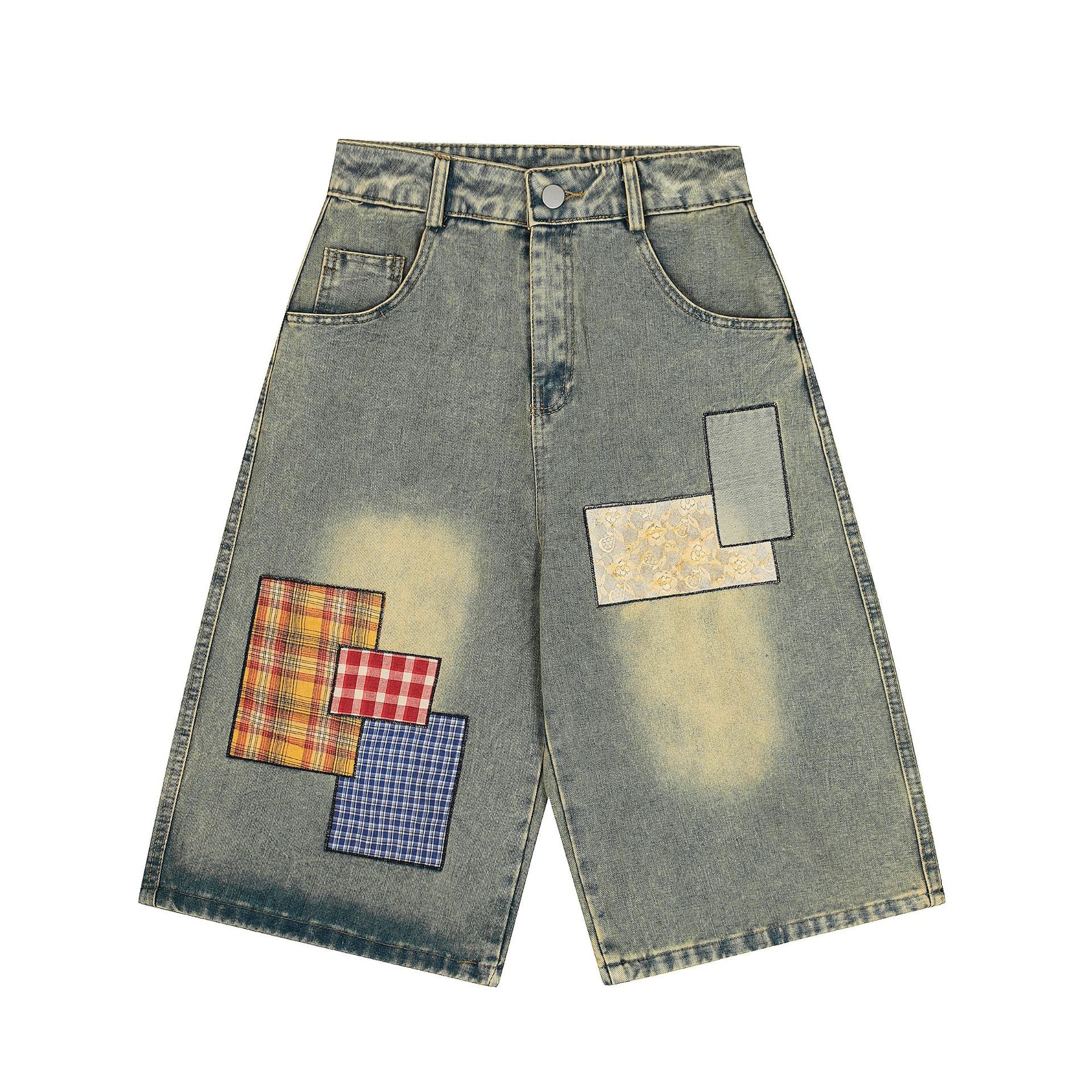 Zwoyren Plaid Embroidery Longline Jorts