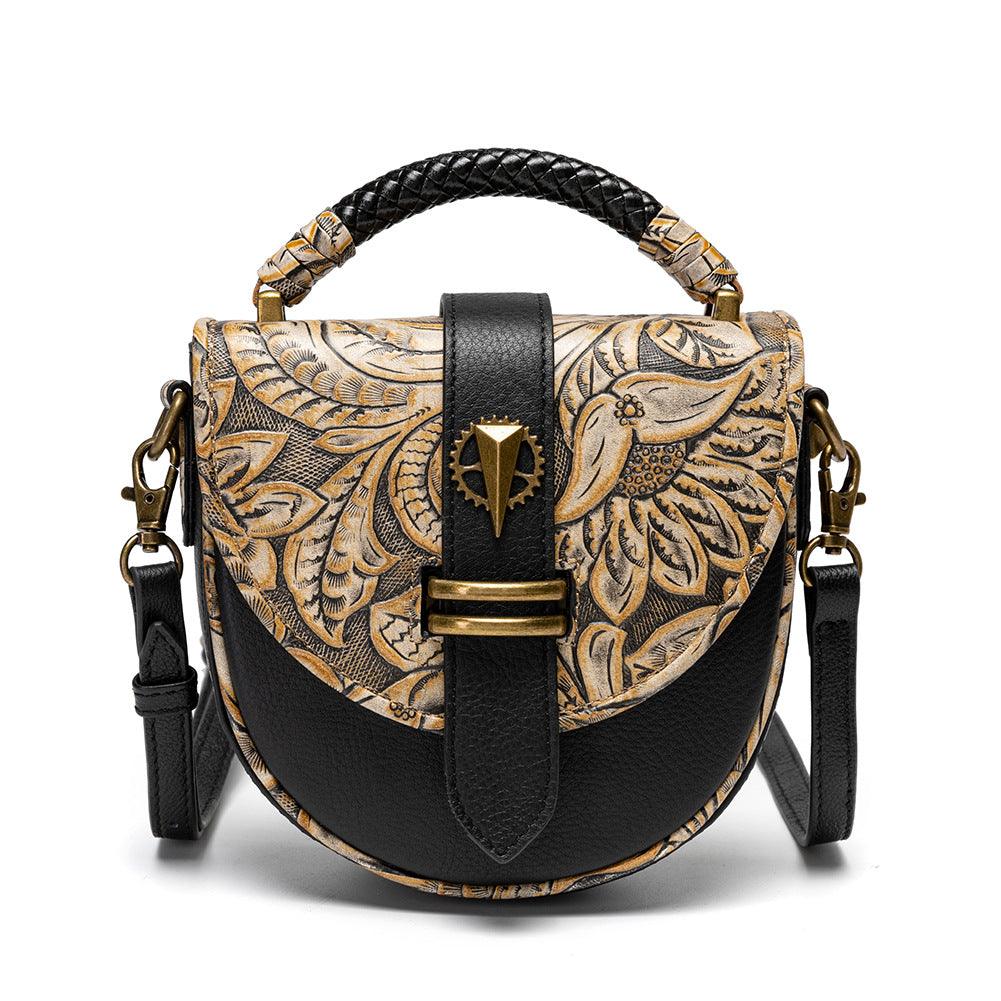 European Retro Crossbody Embossed Leather Bag