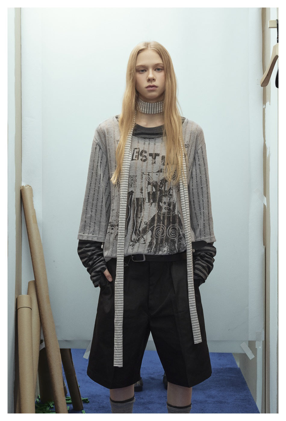Zwoyren Striped Contrast Long Sleeve Tee