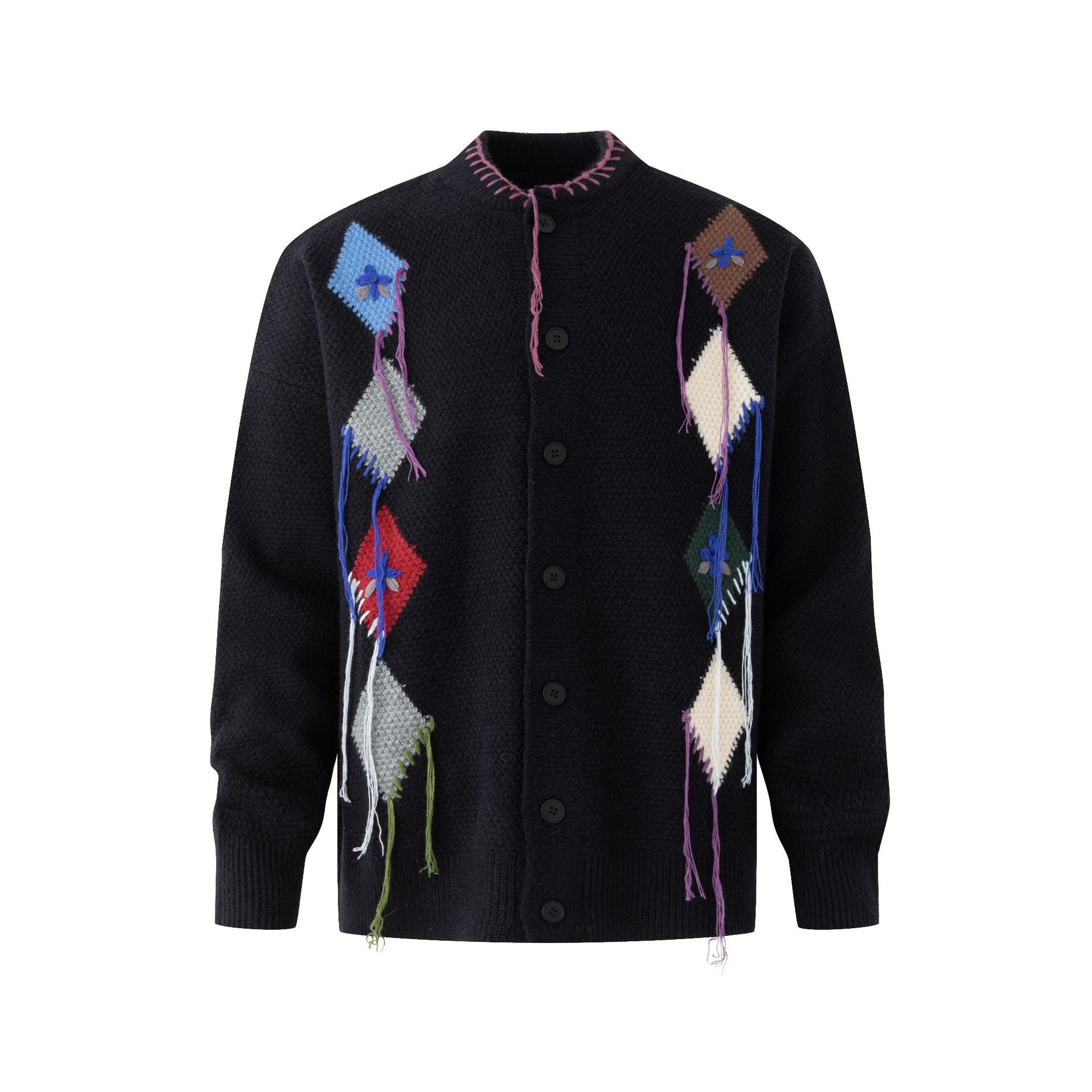 Zwoyren Vintage Patchwork Diamond Cardigan