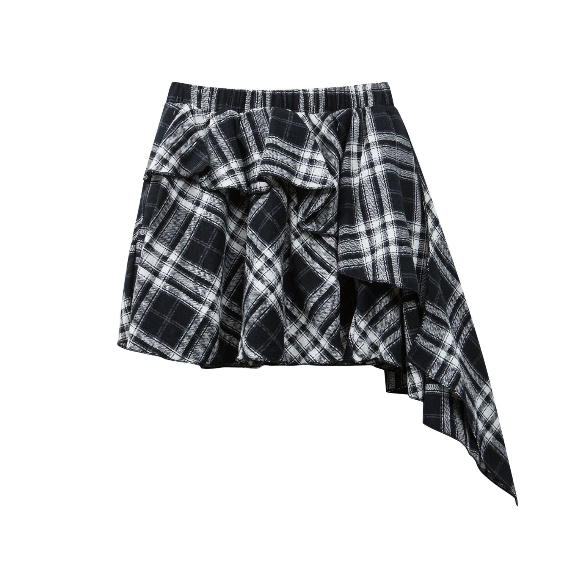 Zwoyren Asymmetrical Ruffled Plaid Skirt
