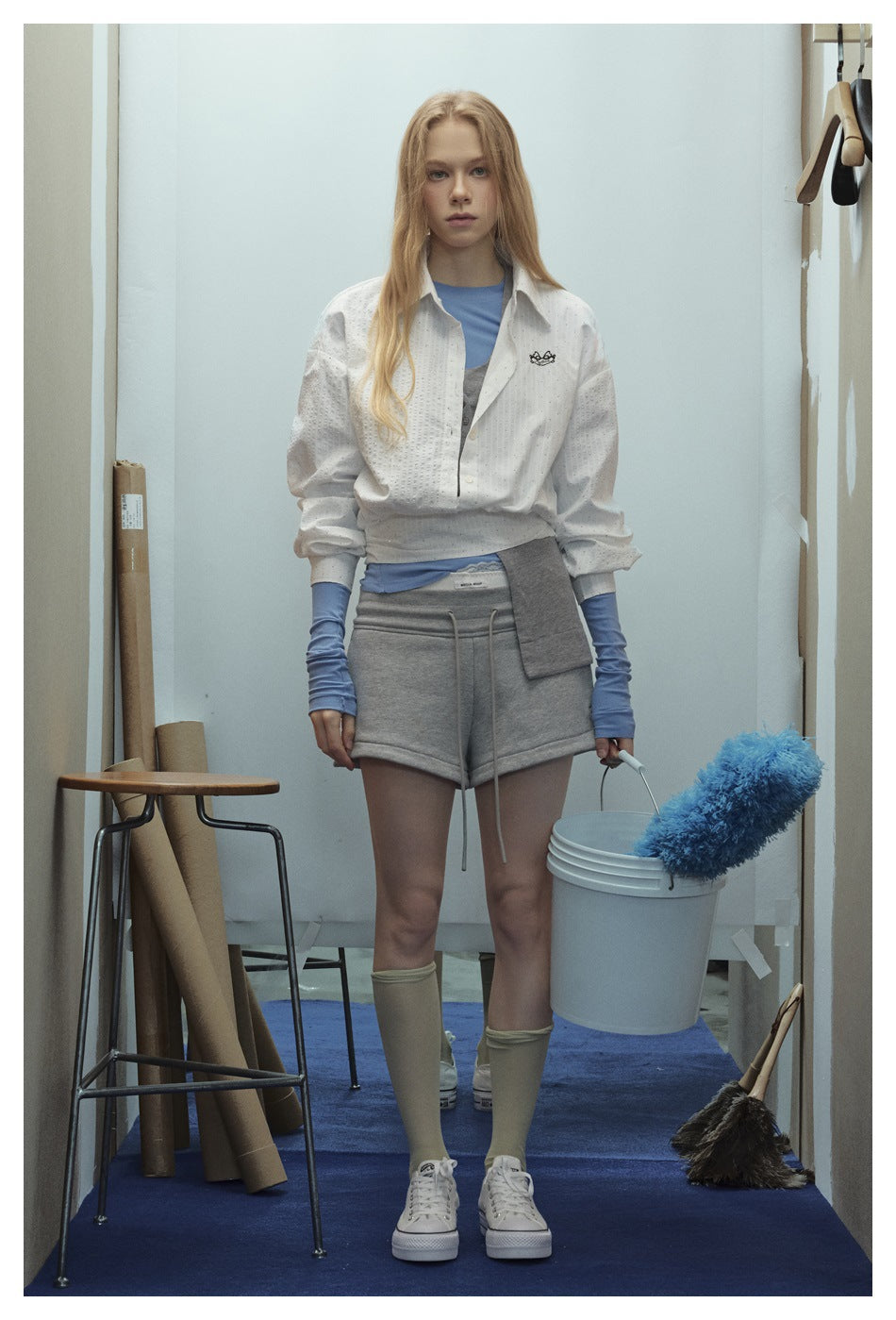 Zwoyren Cropped Striped Shirt