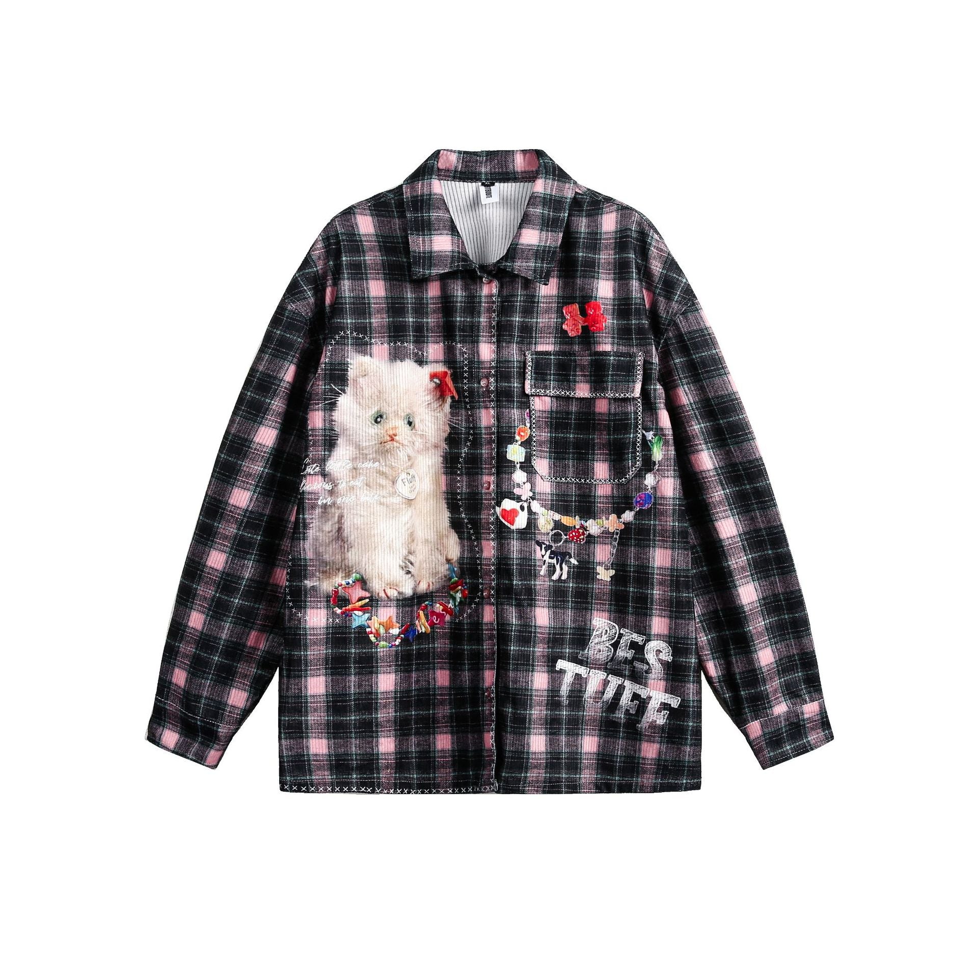 Zwoyren Kitty Chic Plaid Shirt