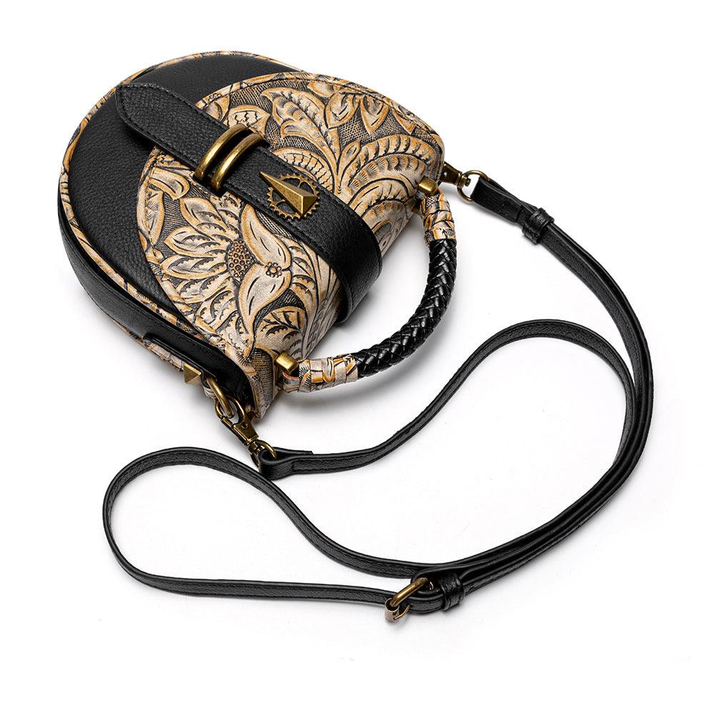 European Retro Crossbody Embossed Leather Bag