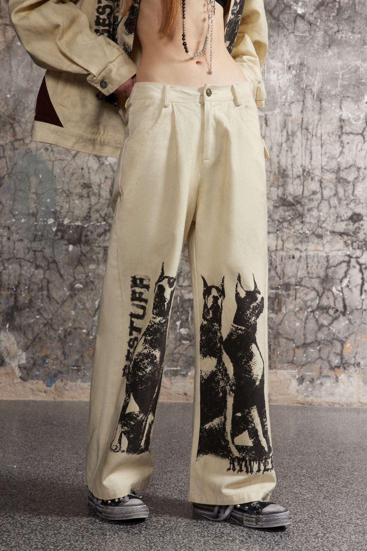 American Retro Distressed Graffiti Pant