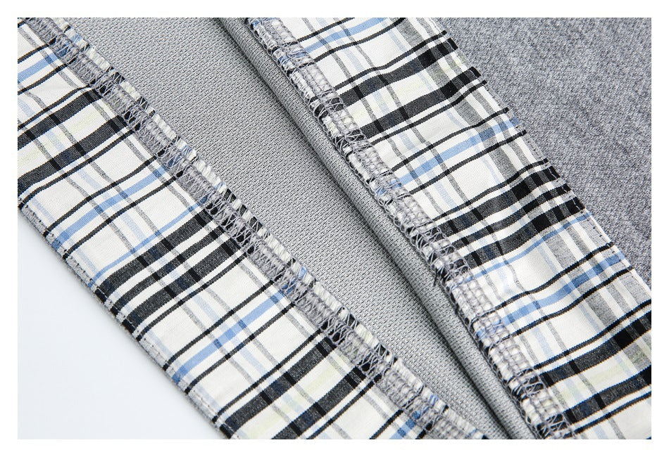 Zwoyren Plaid-Lined V-Neck Sweatshirt