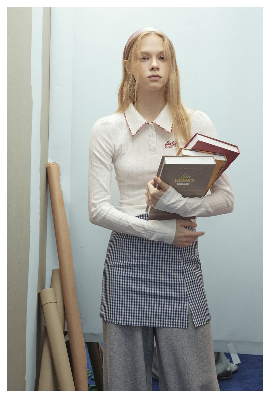 Zwoyren Ribbed Cropped Polo Top