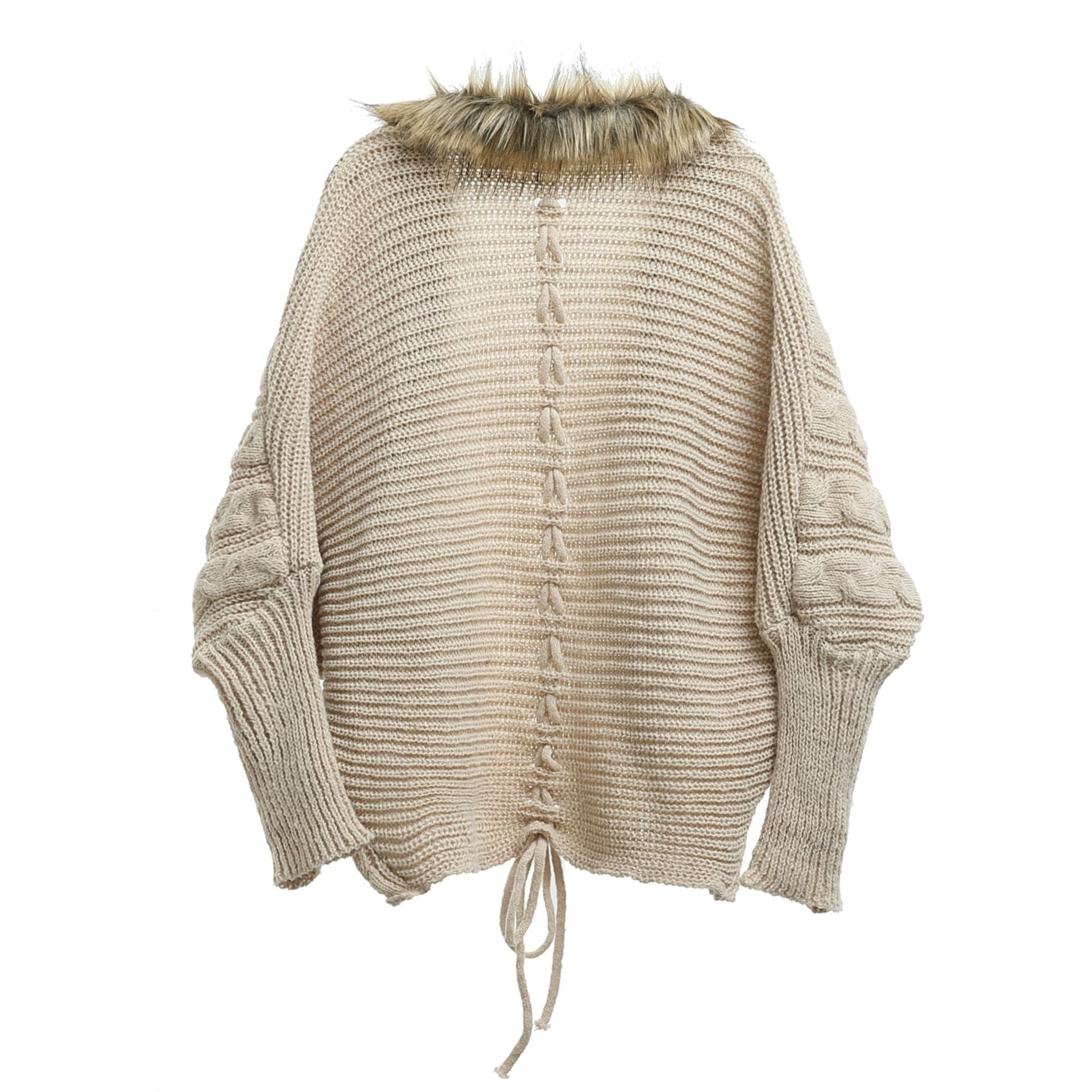 Zwoyren Cozy Fur-Trim Knit Cardigan