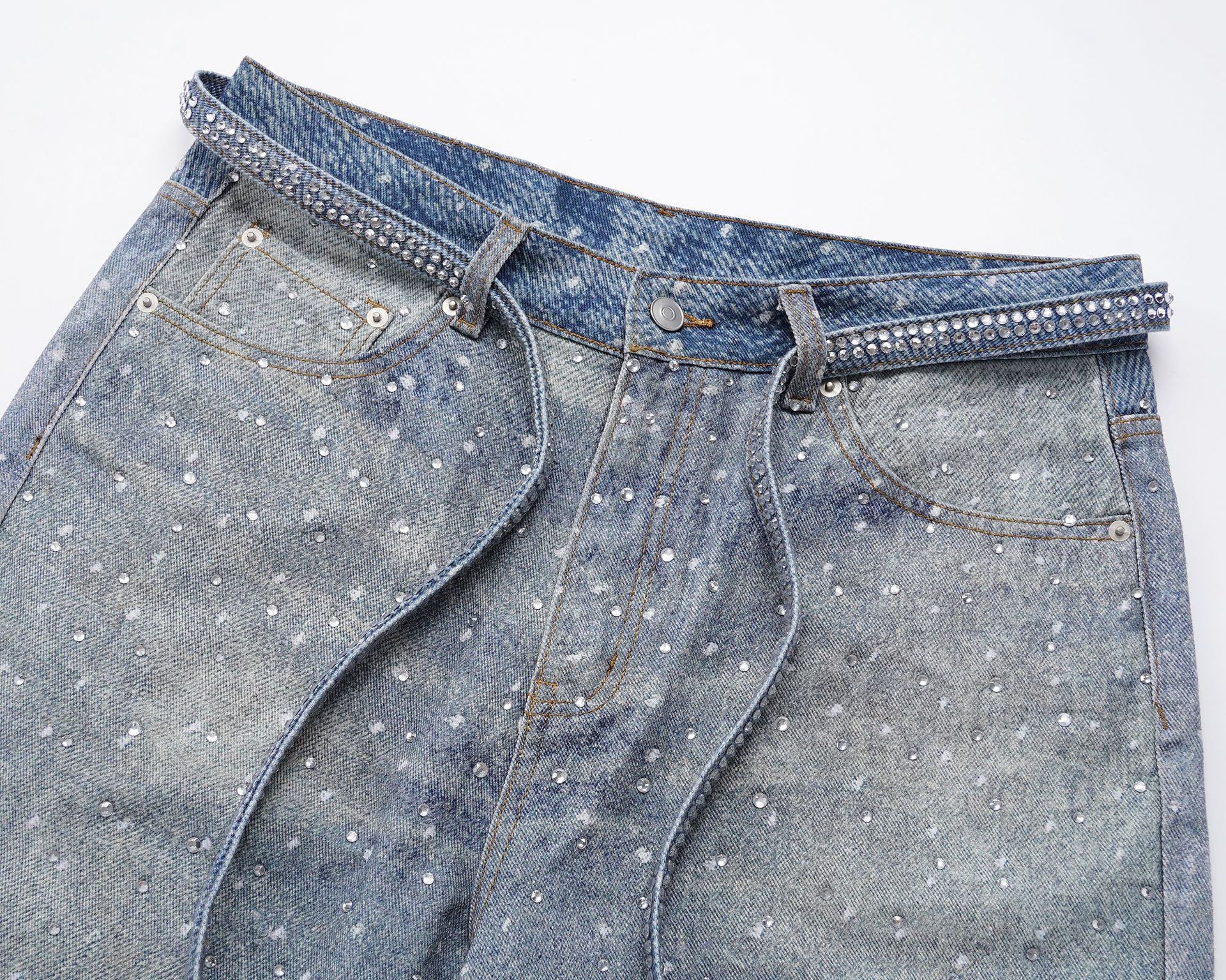 Zwoyren Rhinestone Baggy Jean