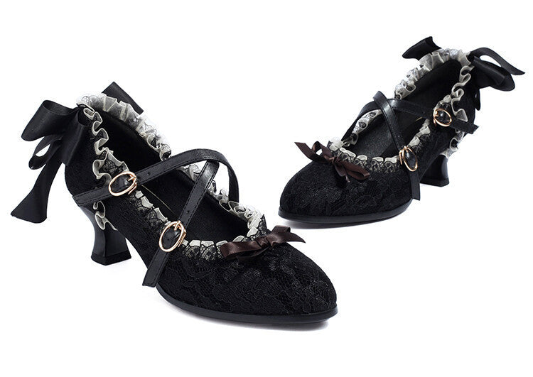 Zwoyren Lolita Princess Style Lace Heels