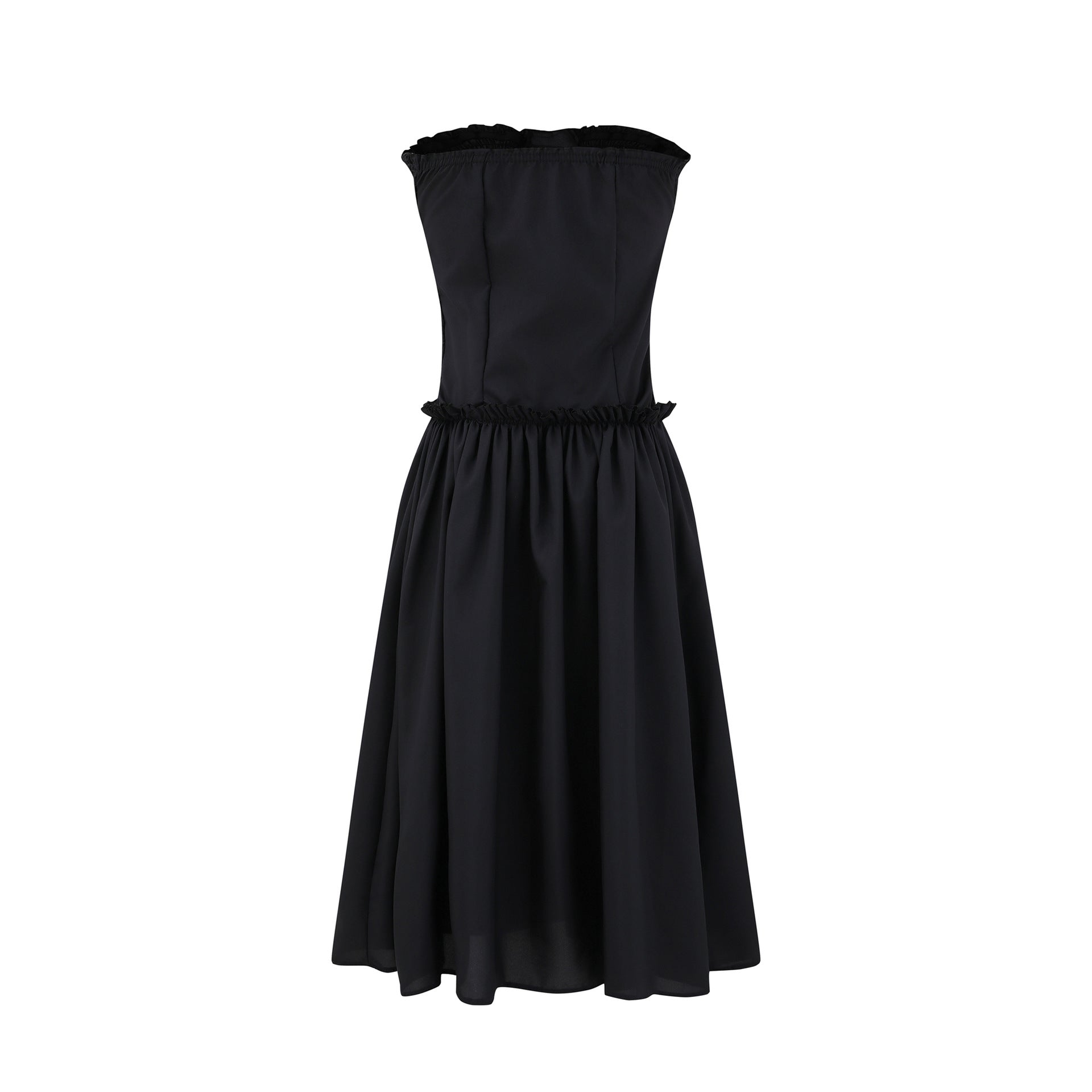 Zwoyren Strapless Ruffle-Trim Midi Dress