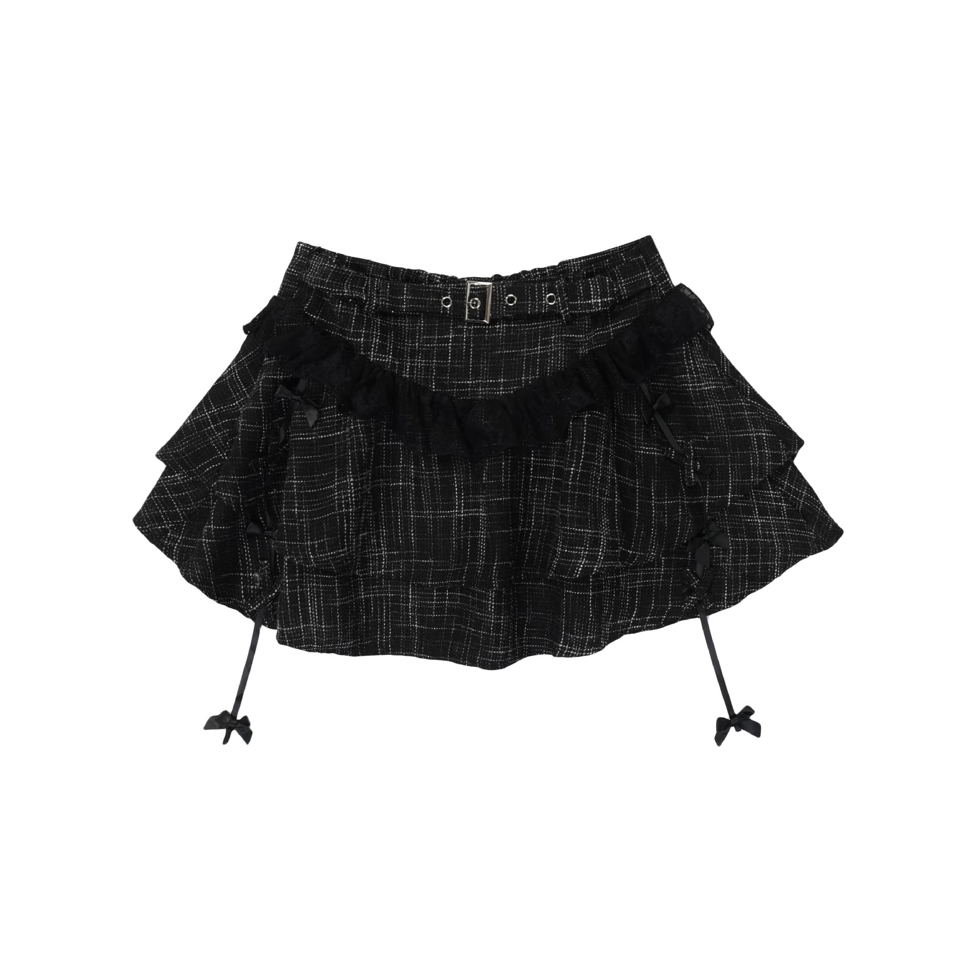 Zwoyren Ruffled Plaid Mini Skirt