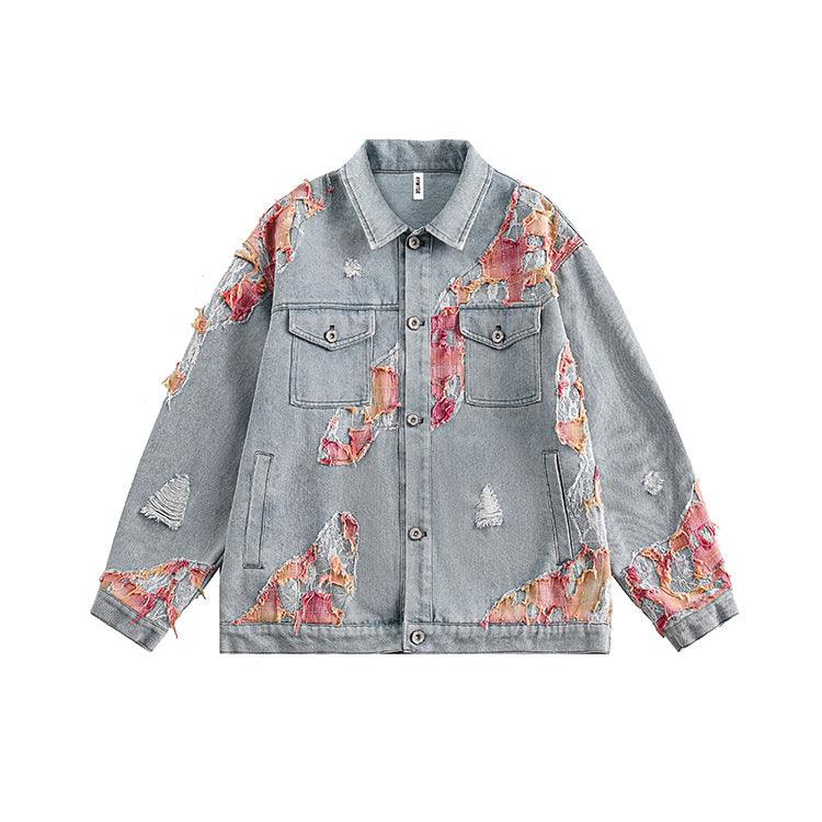 Zwoyren Heavy Craftsmanship Lace Denim Jacket