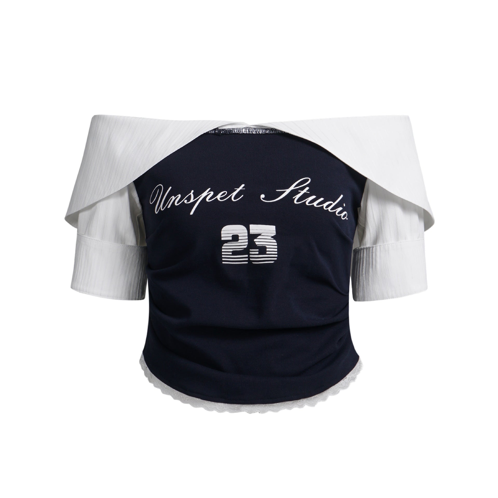 Zwoyren Varsity Layered Off-Shoulder Tee