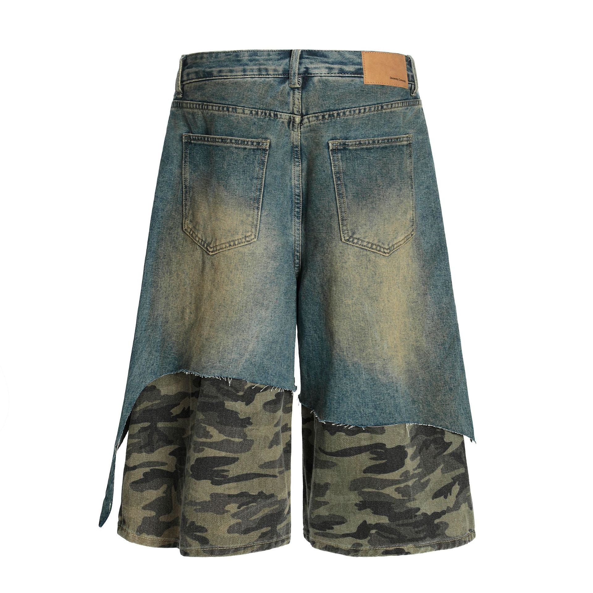 Zwoyren Camouflage Patchwork Denim Shorts
