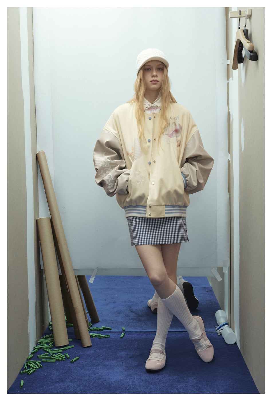 Zwoyren Seashell Graphic Varsity Jacket