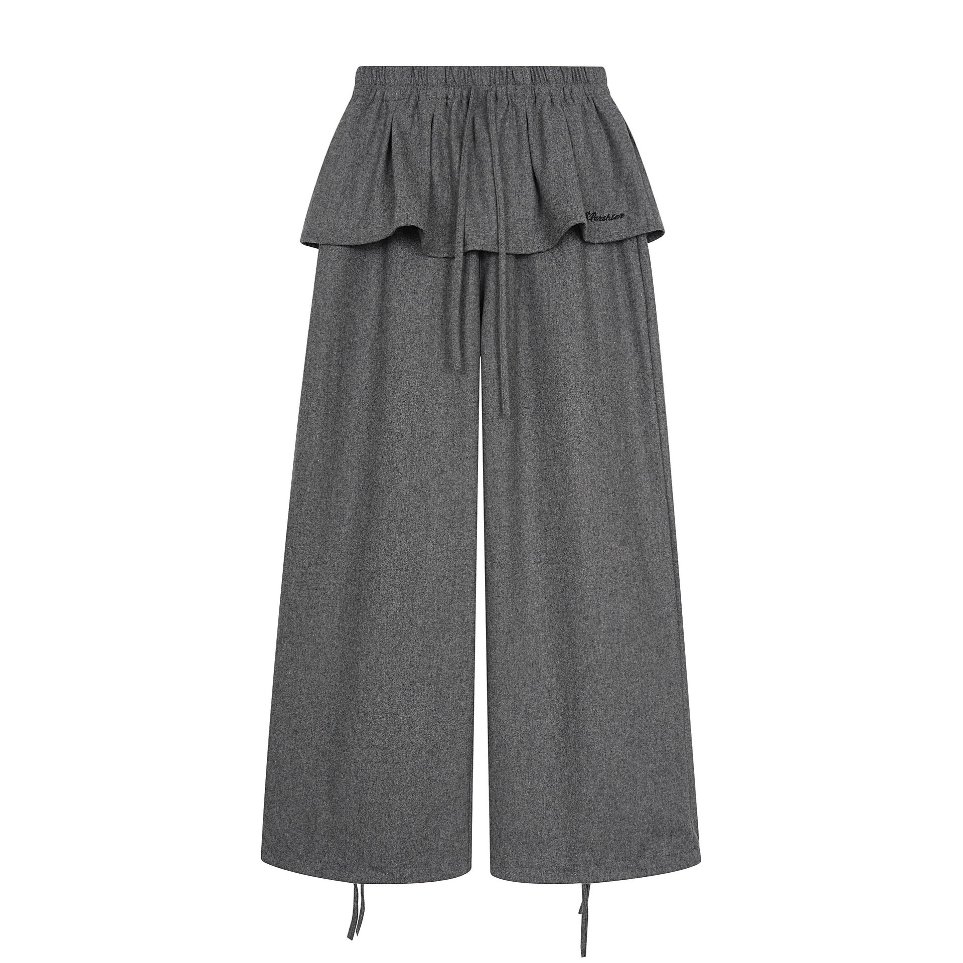 Zwoyren Grey Peplum Detail Relaxed Sweapants