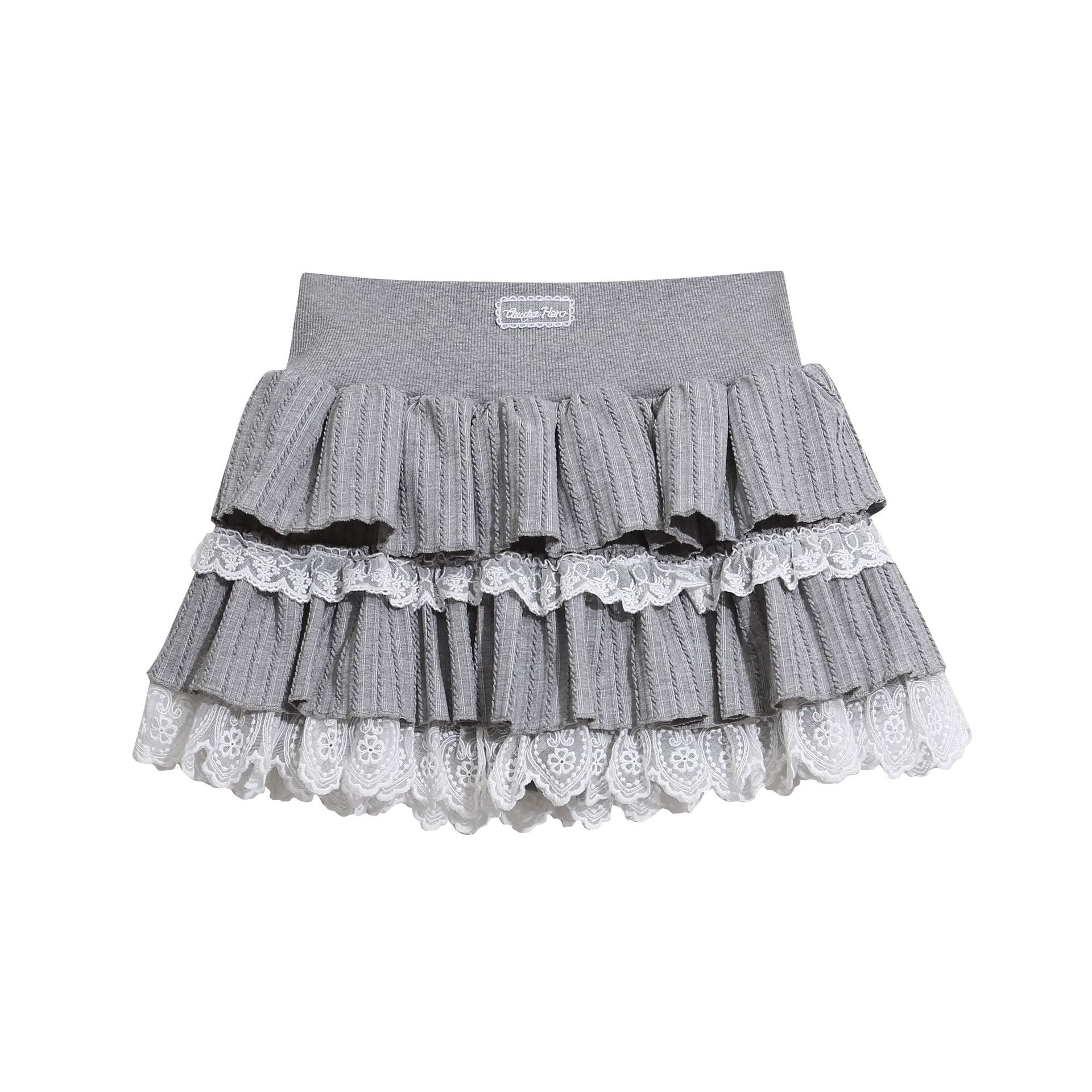 Zwoyren Tiered Ruffle Lace Mini Skirt