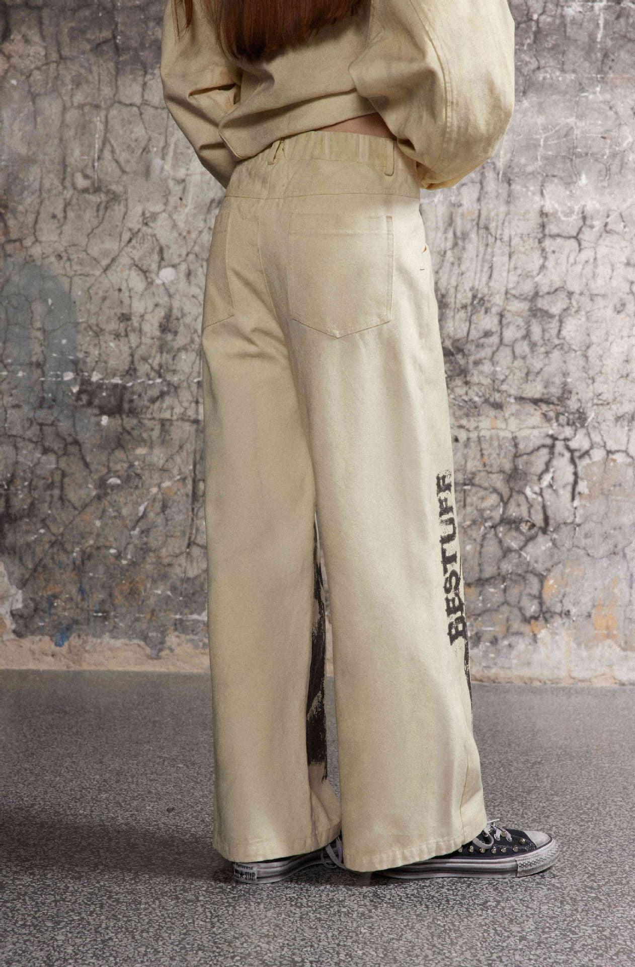 American Retro Distressed Graffiti Pant