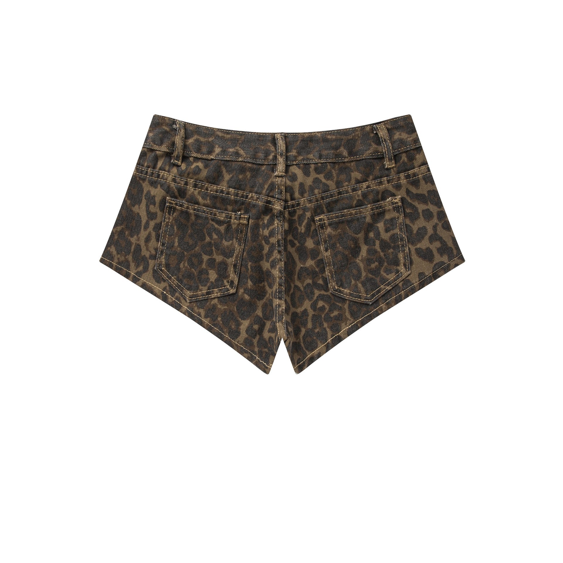 Zwoyren Leopard Denim Short