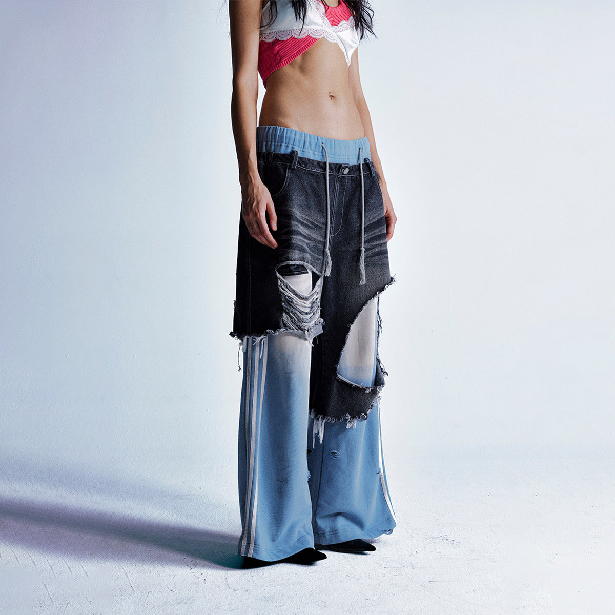 Zwoyren Double Waist Two Layer Baggy Sweatpants