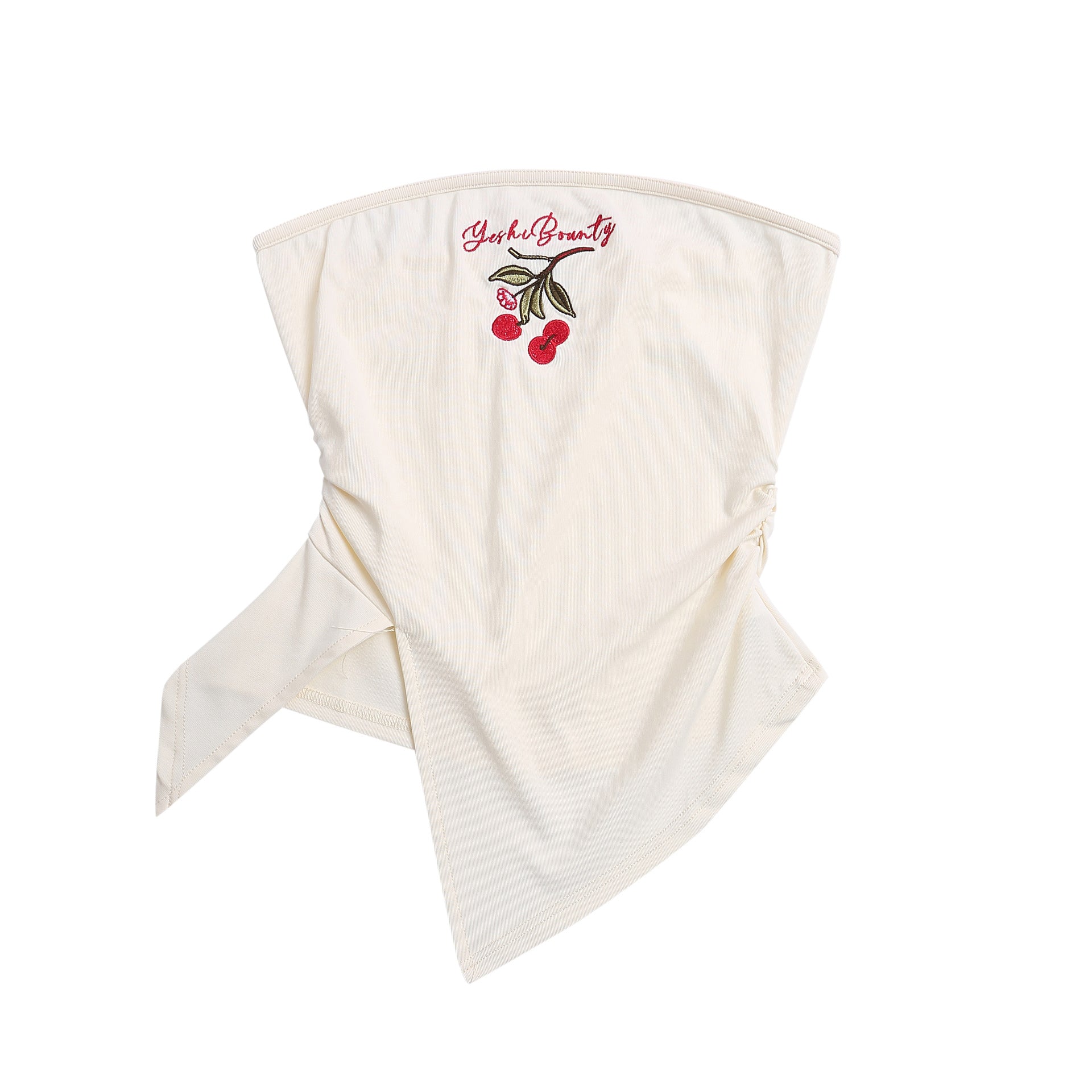 Zwoyren Cherry Embroidered Strapless Top