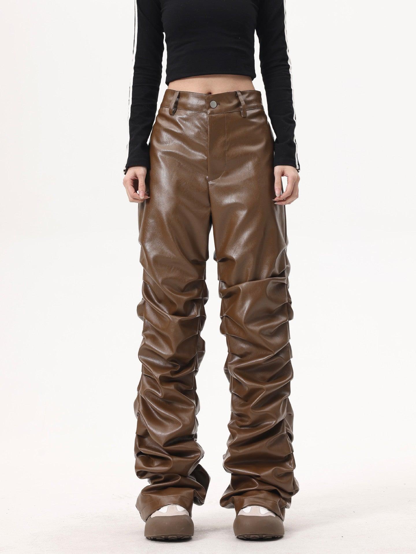 Brown Shiny PU Leather Pant