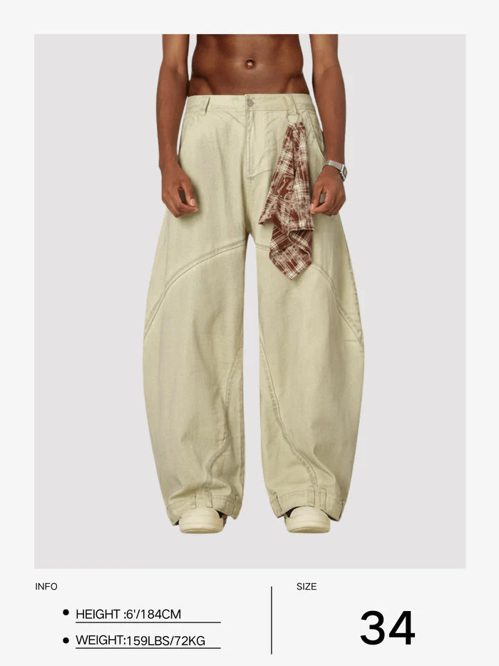 Zwoyren Reverse Super Baggy Barrel Jeans