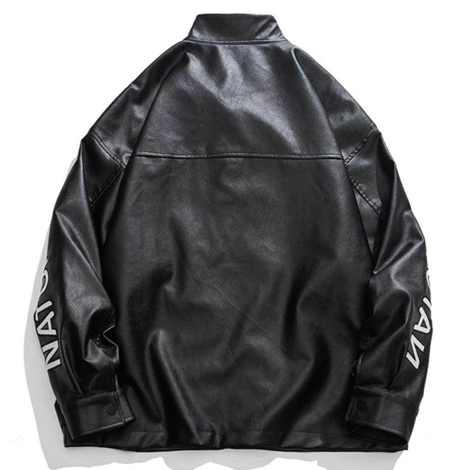 Motorcycle Leather Oversize Bomber Jackets