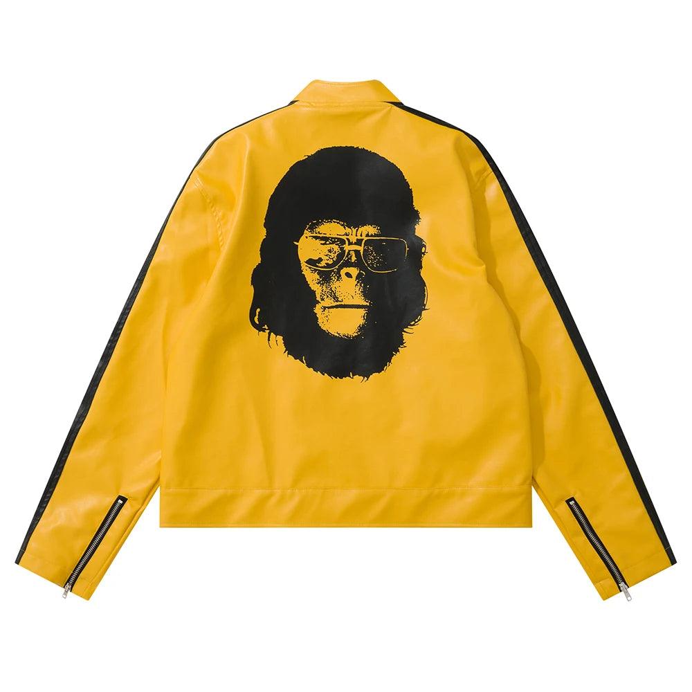 Monkey Monogrammed Leather Jacket