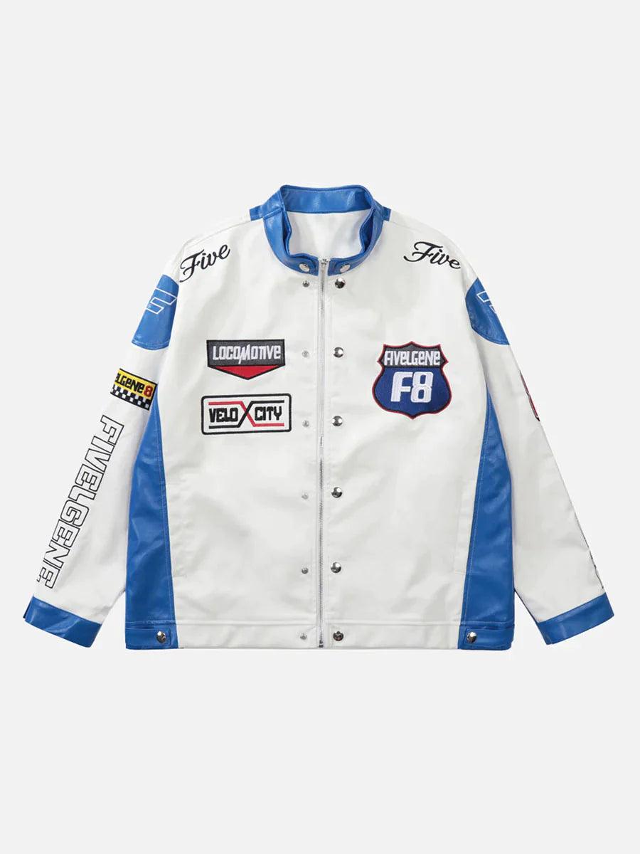 Motorcycle PU Leather Stitching Racing Jacket