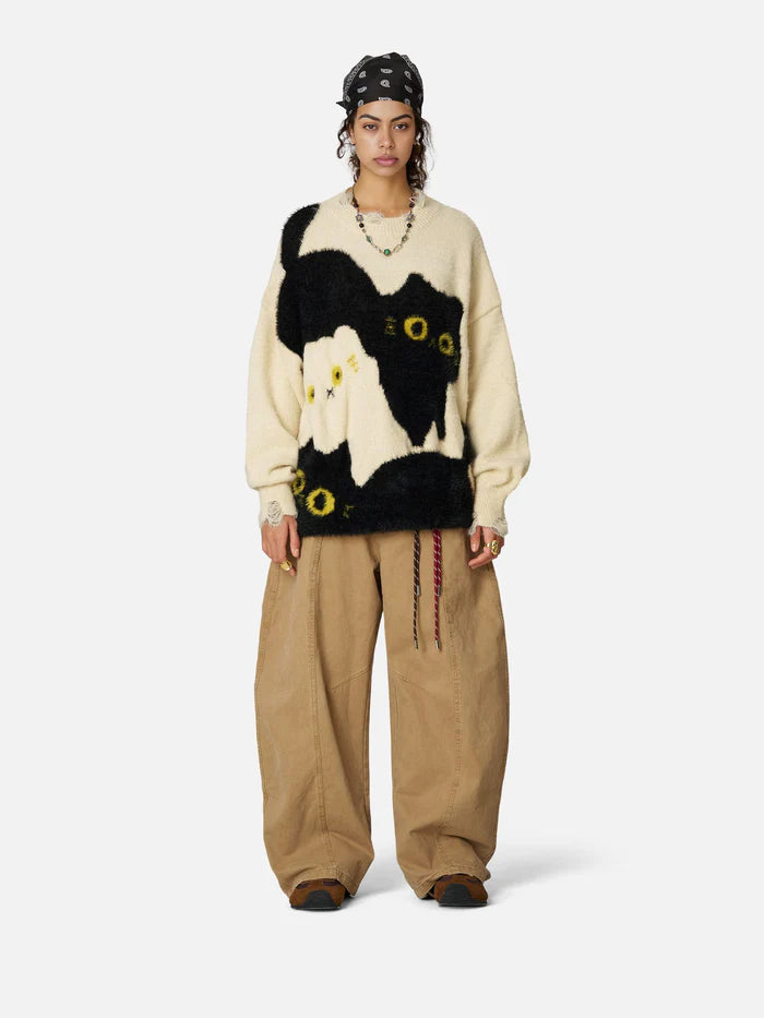 Zwoyren Color Blocking Cat Sweater