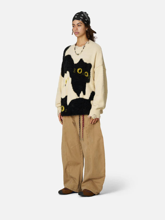 Zwoyren Color Blocking Cat Sweater
