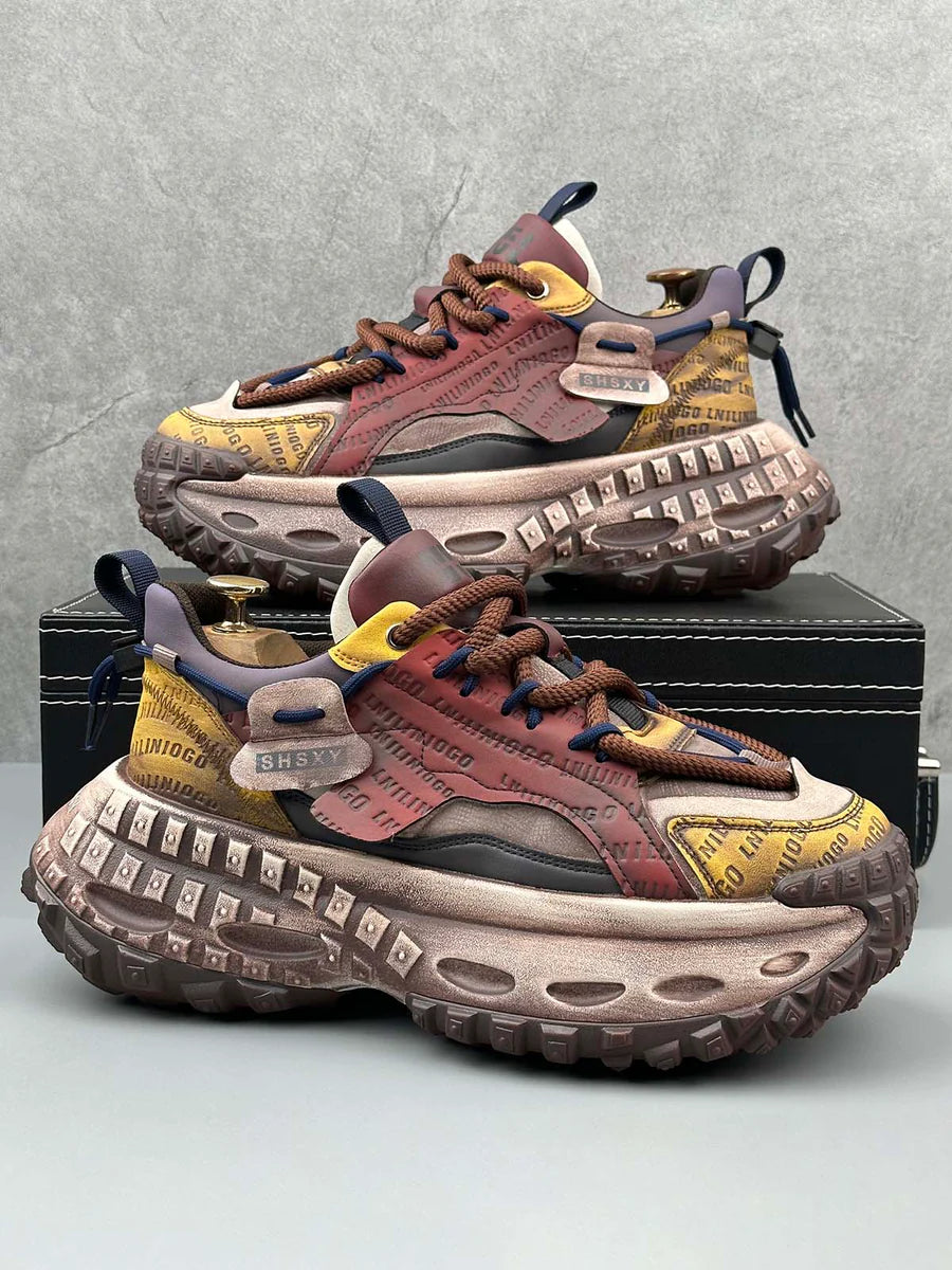 Zwoyren Stitching Letter Tire Sole Platform Sneakers
