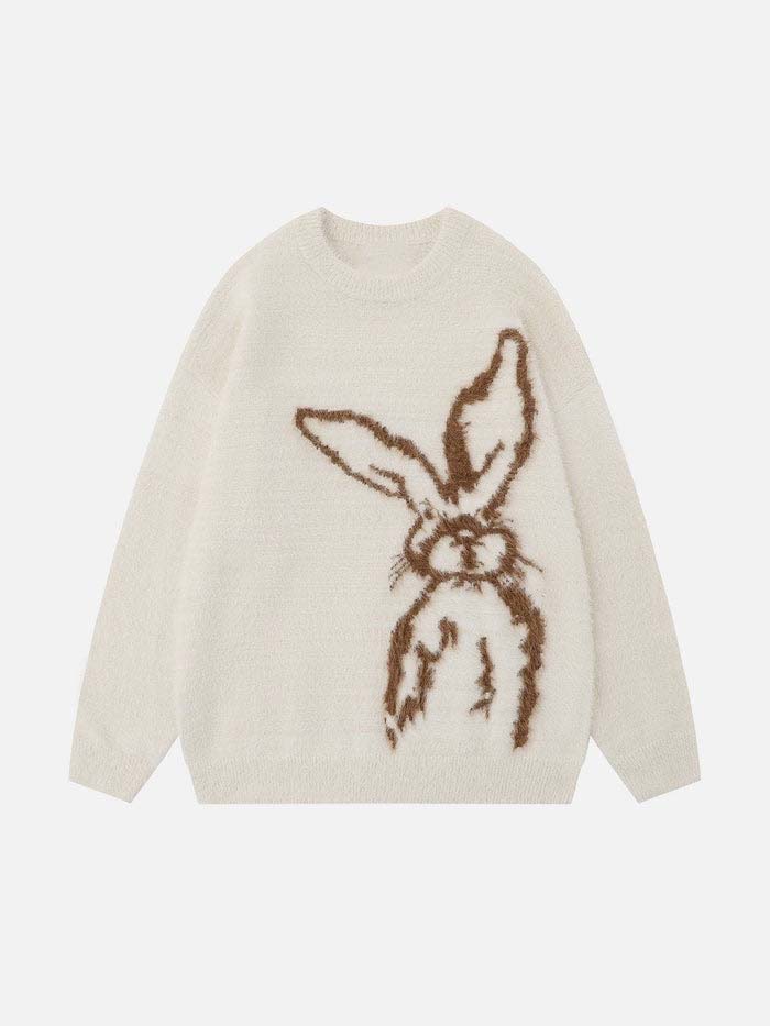 Zwoyren Cartoon Rabbit Jacquard Sweater