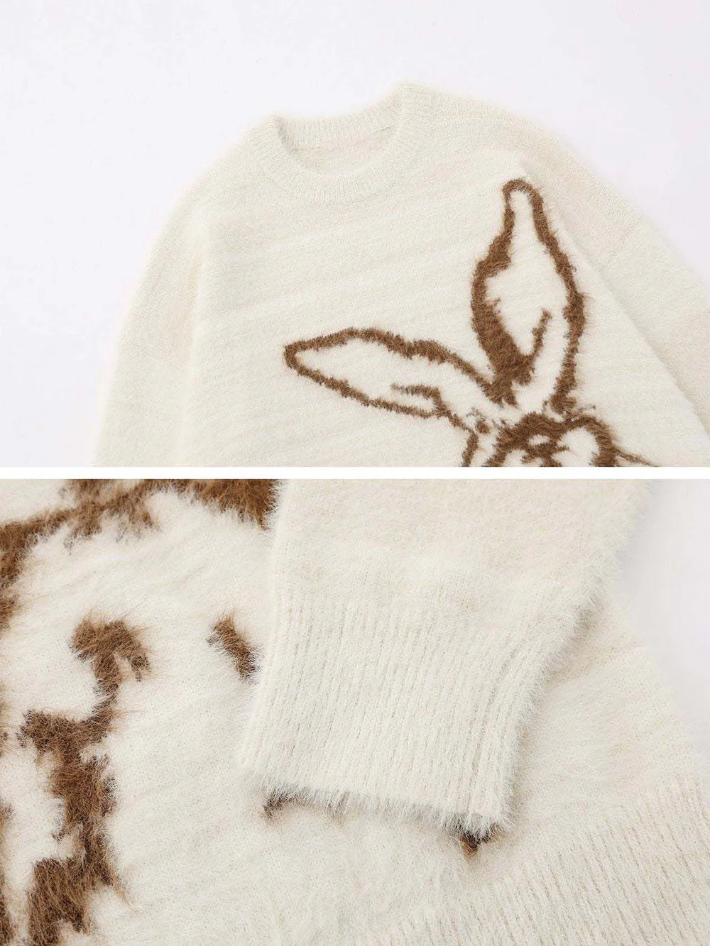 Zwoyren Cartoon Rabbit Jacquard Sweater