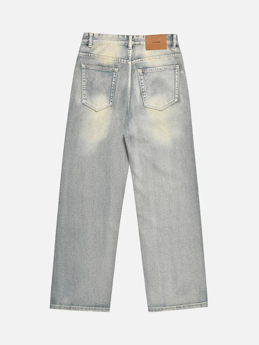 Washed And Worn Loose Jeans