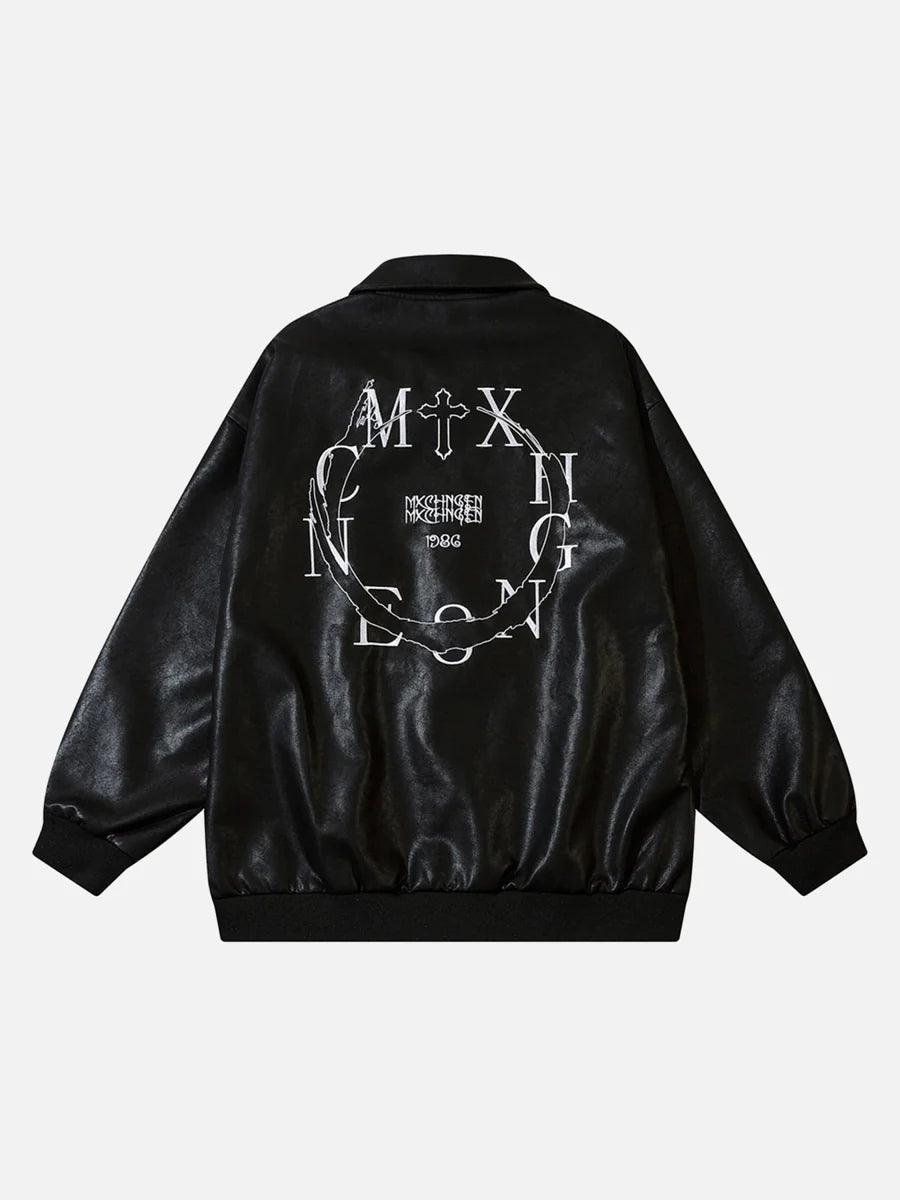 Embroidered Monogrammed Leather Jacket